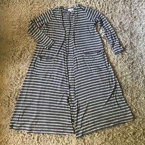 Lularoe Sarah Cardigan - striped grey gray & white